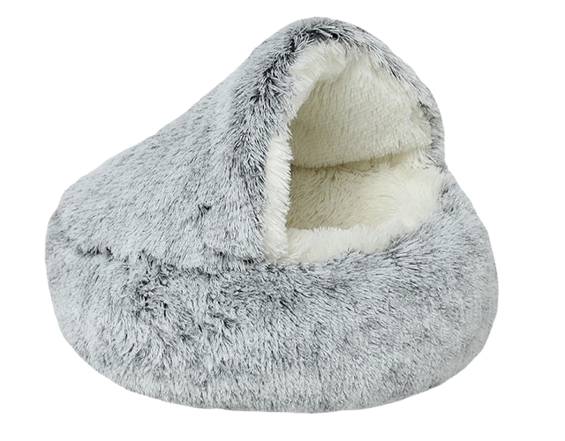 Comfy Pet Bed with Blanket Cave-Pet Bed-Gray-Medium-3-Colydia