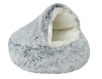 Comfy Pet Bed with Blanket Cave-Pet Bed-Gray-Medium-3-Colydia