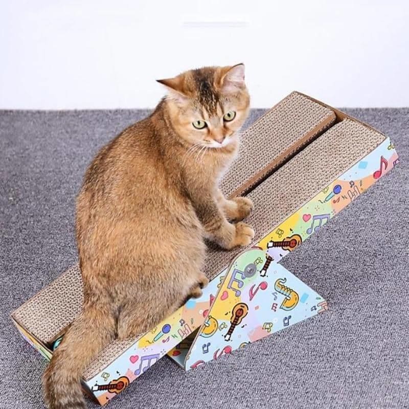 Elegant Cat Scratcher Rocking Furniture | Eco-Friendly Cardboard-Cat Scratcher and Swing-(52cm x 22.5cm x 5cm)-2-Colydia