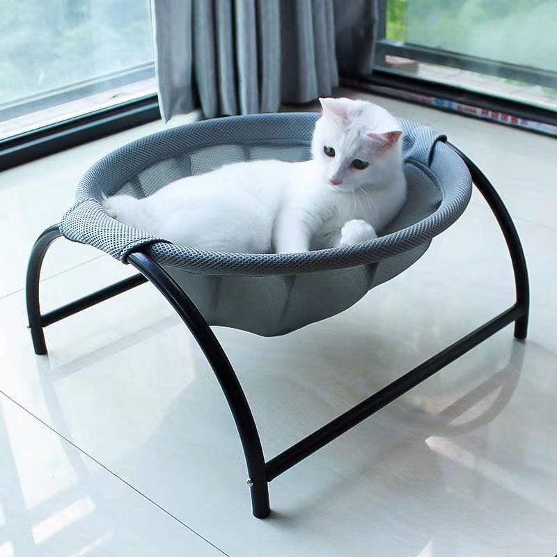 Breathable Summer Cat Hammock with Sturdy Iron Legs - Moisture Resistant-Cat Hammock-Gray-1-Colydia