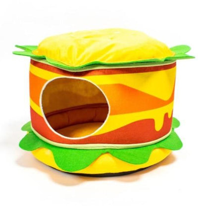 Cozy Pet Bed Set: Hamburger Design with Foldable Mat Feature-Pet Bed-Hamburger-5-Colydia