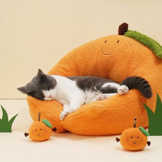 Ultra Soft Orange Pet Bed with Removable Mat for Easy Cleaning-Pet Bed-4-Colydia