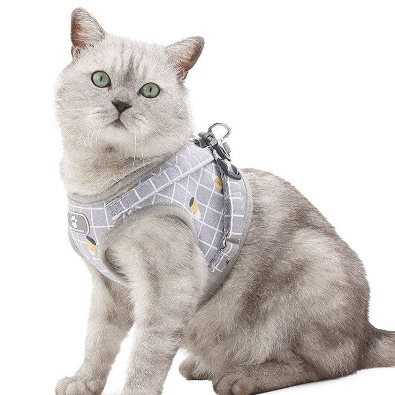 Breathable Striped Cat Harness with Leash, Adjustable & Reflective-Cat Harness-5-Colydia