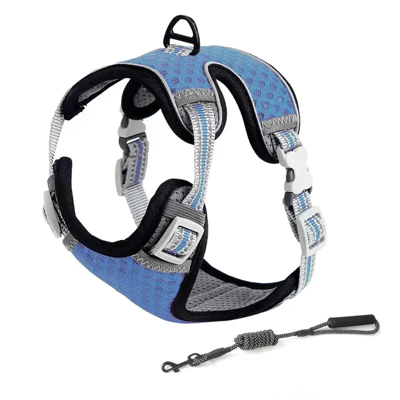 Reflective Cat Harness Leash with Adjustable Fit & Breathable Mesh-Cat Harness and Leash-Blue-XS (3.3 to 6.6 lbs)-8-Colydia