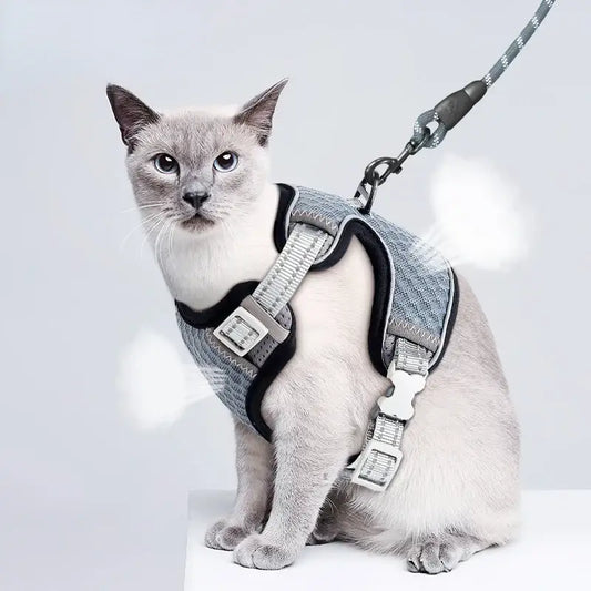 Reflective Cat Harness Leash with Adjustable Fit & Breathable Mesh-Cat Harness and Leash-1-Colydia