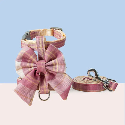 Chic Anti-Escape Cat Harness with Removable Leash and Bow Tie-Cat Harness-Pink-S (3.3 to 8.8 lbs)-5-Colydia