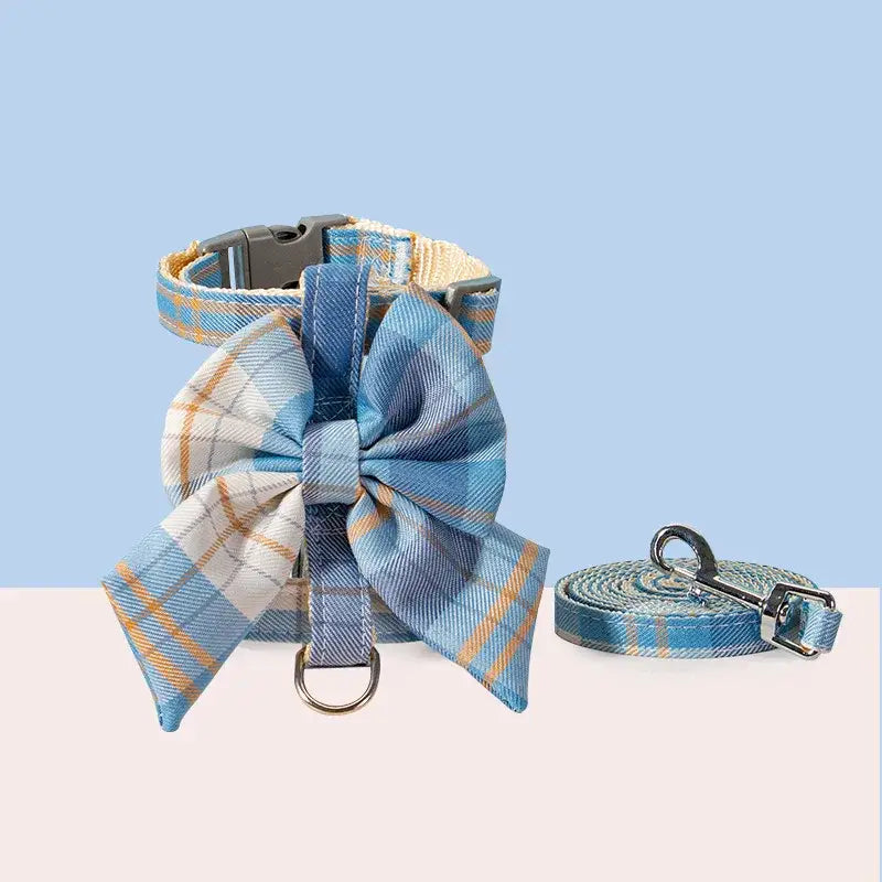 Chic Anti-Escape Cat Harness with Removable Leash and Bow Tie-Cat Harness-Blue-S (3.3 to 8.8 lbs)-6-Colydia