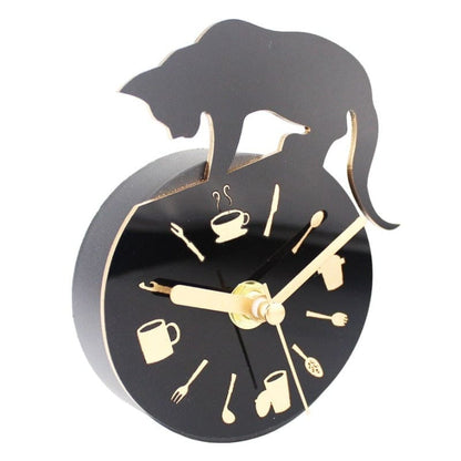 Magnetic Black Cat Clock for Fridge – Quartz Movement, Compact Design-Magnetic Wall Clock-5-Colydia