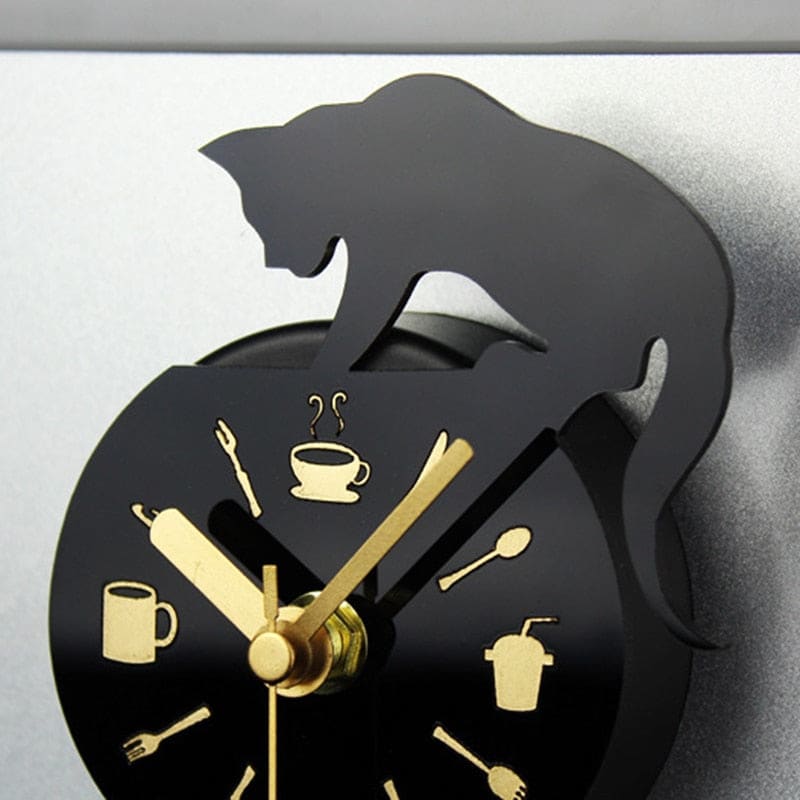 Magnetic Black Cat Clock for Fridge – Quartz Movement, Compact Design-Magnetic Wall Clock-1-Colydia