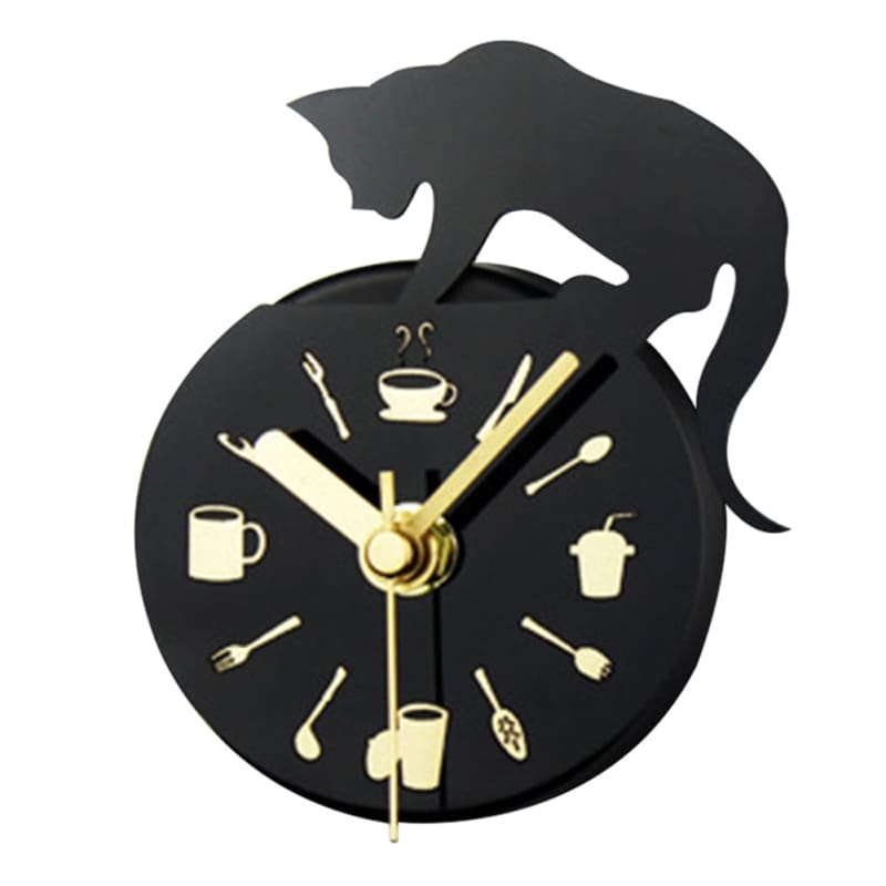 Magnetic Black Cat Clock for Fridge – Quartz Movement, Compact Design-Magnetic Wall Clock-4-Colydia