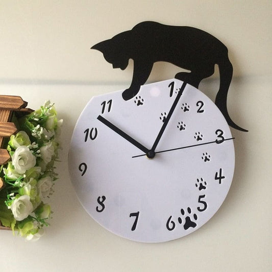 Acrylic Cat Wall Clock with Quartz Movement – Silent, Unique Design-Wall Clock-1-Colydia