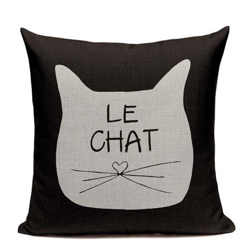 Cotton Linen Cat Pillow Cover - Durable, Elegant, 45x45 cm-Decorative Pillow Cover-45cmx45cm-The Cat-3-Colydia