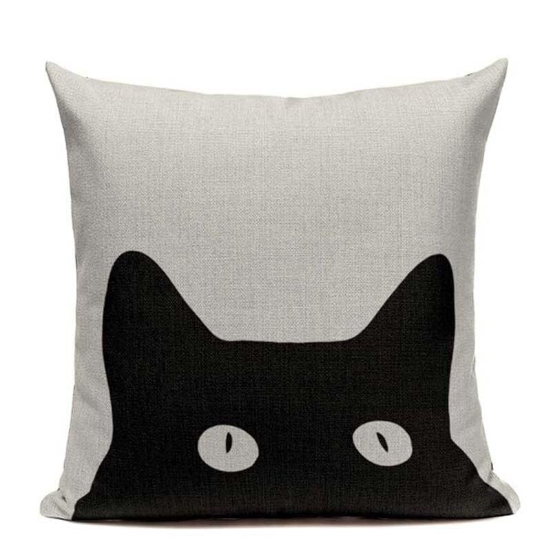 Cotton Linen Cat Pillow Cover - Durable, Elegant, 45x45 cm-Decorative Pillow Cover-45cmx45cm-Curious-4-Colydia