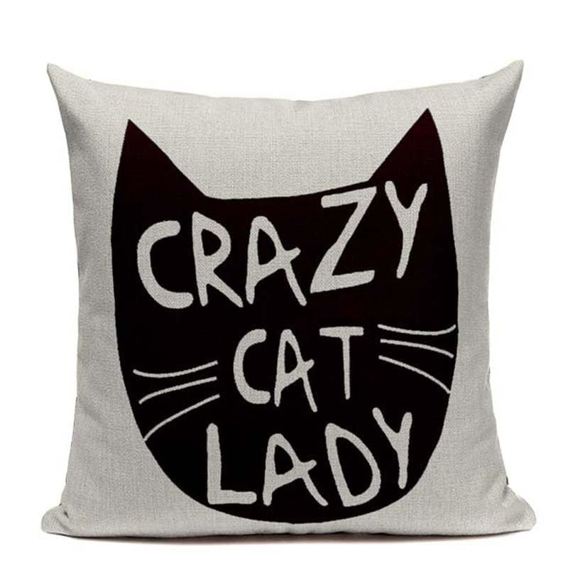 Cotton Linen Cat Pillow Cover - Durable, Elegant, 45x45 cm-Decorative Pillow Cover-45cmx45cm-Crazy-1-Colydia