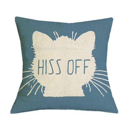 Linen Cushion Cover with Cute Cat Patterns - Feline Home Decor-Cushion Cover-Hiss Off-2-Colydia