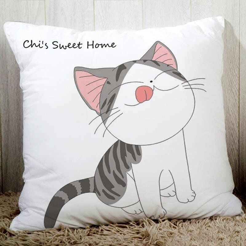 Joyful Cat Decorative Cushion Cover - 45cm Square, Easy Clean-Cushion Cover-45cmx45cm-Cat Tongue-2-Colydia