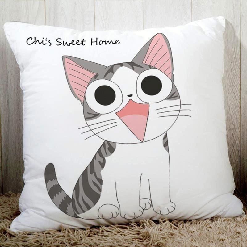 Joyful Cat Decorative Cushion Cover - 45cm Square, Easy Clean-Cushion Cover-45cmx45cm-Smiling Cat-3-Colydia