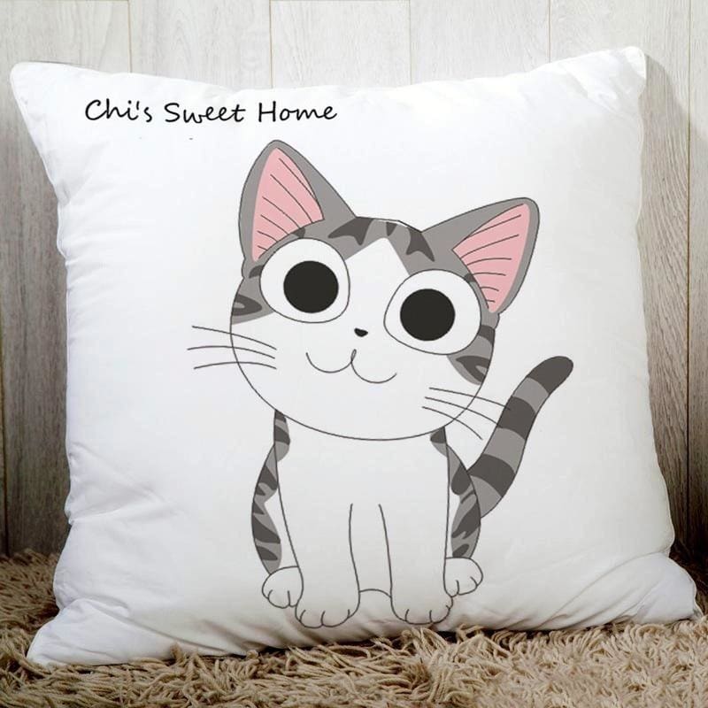 Joyful Cat Decorative Cushion Cover - 45cm Square, Easy Clean-Cushion Cover-45cmx45cm-Wise Cat-4-Colydia