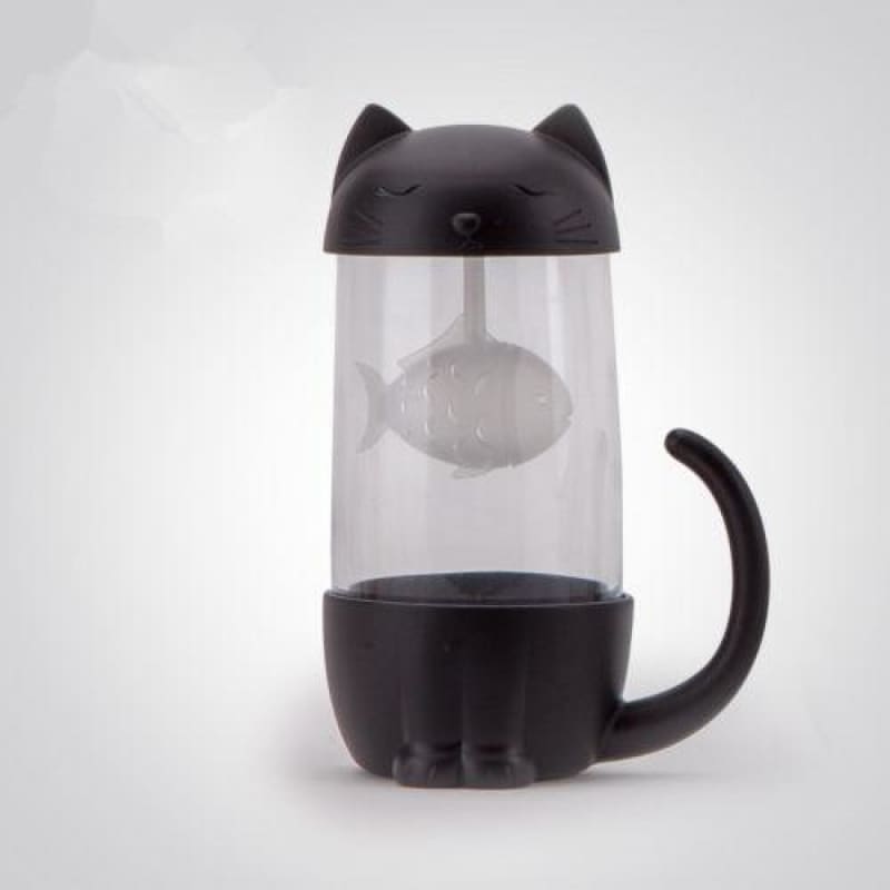 Adorable Cat-Shaped Tea Infuser with Fish Filter - Gift for Cat Lovers-Tea Infuser-Black Cat-201-300ml-6-Colydia