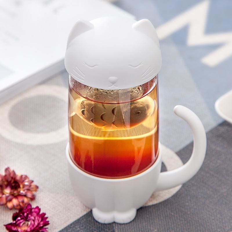 Adorable Cat-Shaped Tea Infuser with Fish Filter - Gift for Cat Lovers-Tea Infuser-2-Colydia