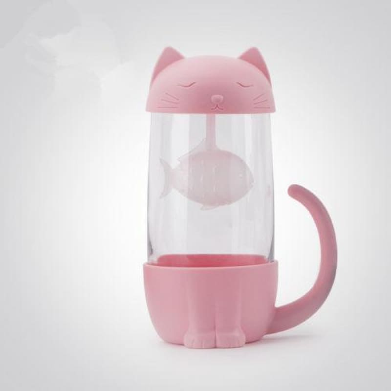 Adorable Cat-Shaped Tea Infuser with Fish Filter - Gift for Cat Lovers-Tea Infuser-Pink Cat-201-300ml-7-Colydia