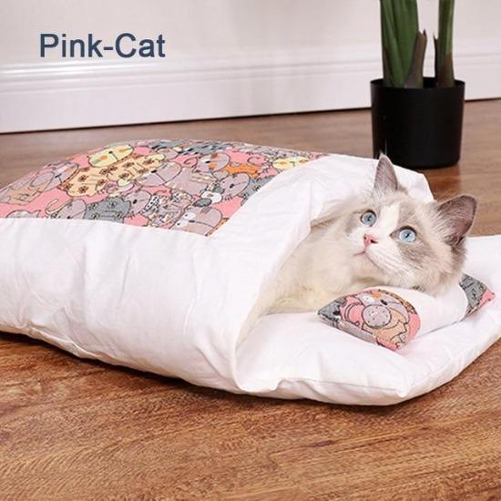 Cozy Japanese Futon-Style Pet Bed for Cats & Dogs - Washable Cover-Pet Bed-Pink-Cat-M( 55X40cm)-7-Colydia