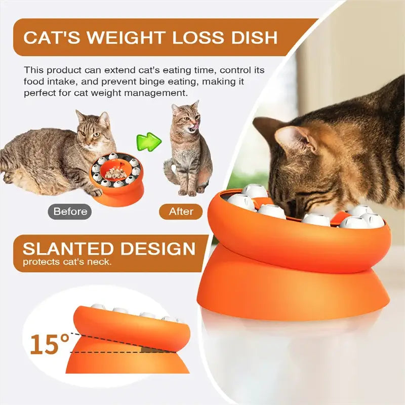 Interactive Cat Puzzle Bowl for Slow Feeding & Mental Stimulation-Interactive Cat Feeding Bowl-2-Colydia