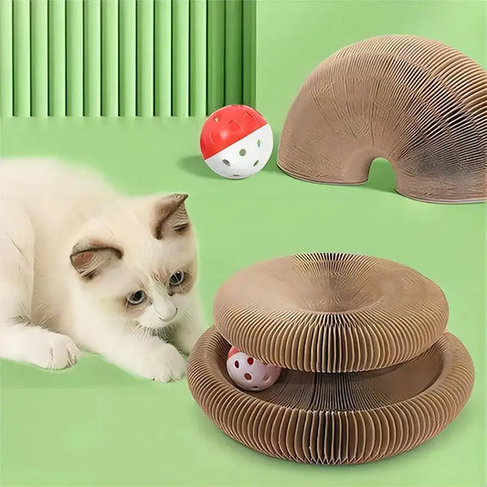 Innovative Cardboard Accordion Cat Toy with Jingle Ball and Magnet-Cat Toy-1-Colydia