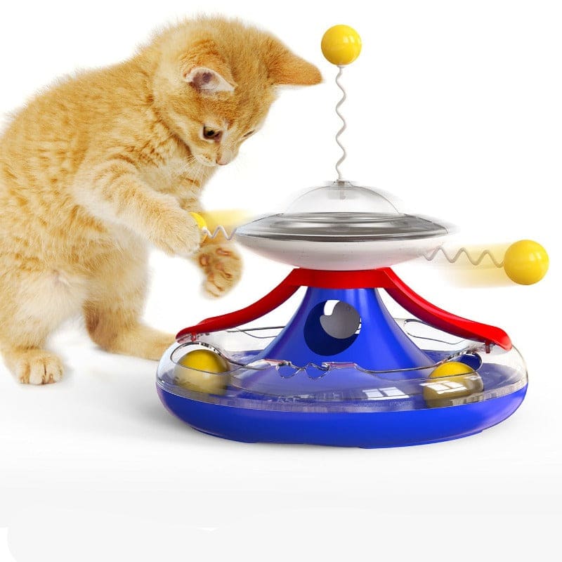 Interactive Cat Toy: Rotating Treat Dispenser & Ball Track Fun-Cat Interactive Toy-1-Colydia