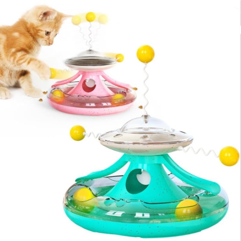 Interactive Cat Toy: Rotating Treat Dispenser & Ball Track Fun-Cat Interactive Toy-3-Colydia