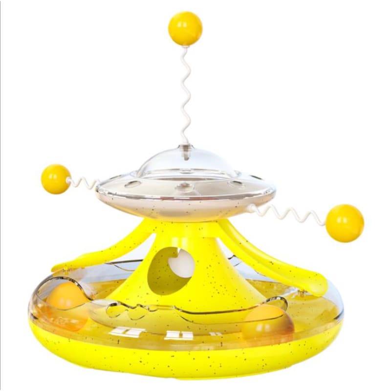 Interactive Cat Toy: Rotating Treat Dispenser & Ball Track Fun-Cat Interactive Toy-Yellow-10-Colydia