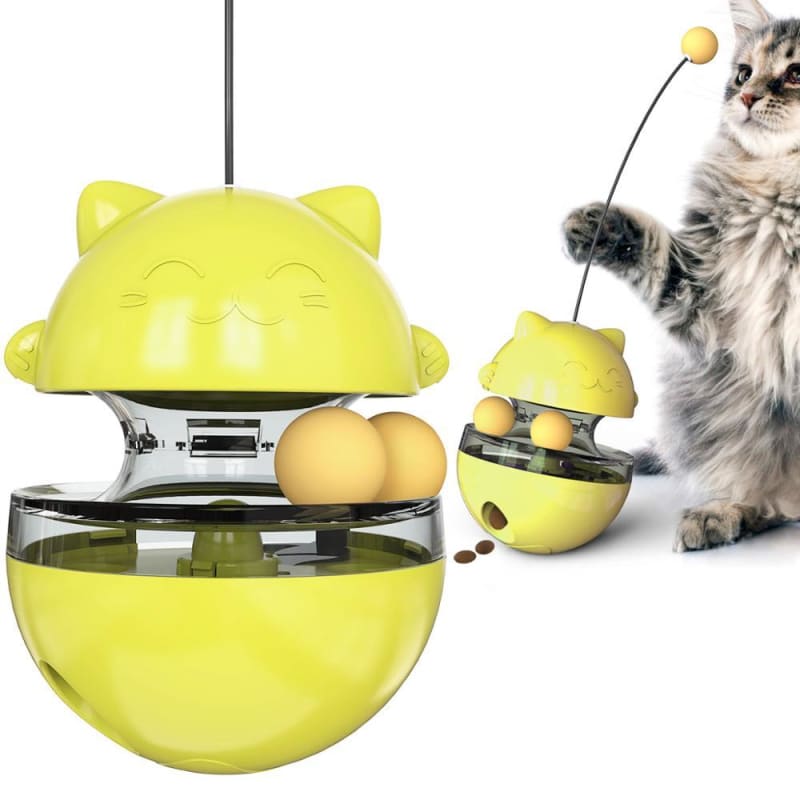 Adjustable Treat Dispensing Toy Ball for Cats - Engaging & Durable-Interactive Cat Toy-Yellow-4-Colydia