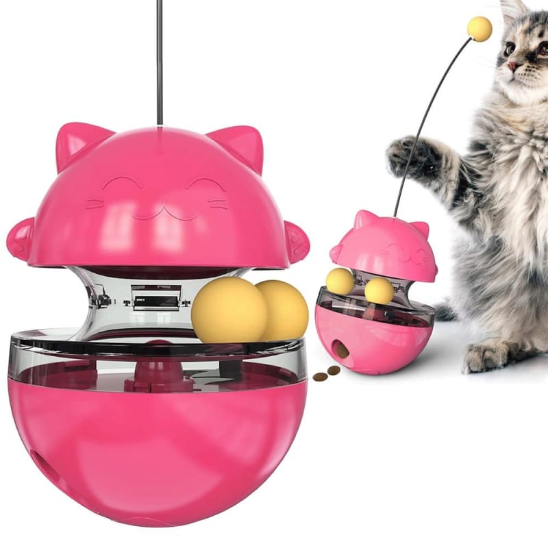 Adjustable Treat Dispensing Toy Ball for Cats - Engaging & Durable-Interactive Cat Toy-Pink-6-Colydia