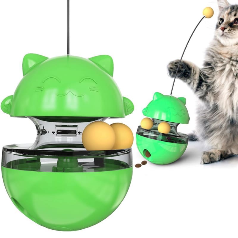 Adjustable Treat Dispensing Toy Ball for Cats - Engaging & Durable-Interactive Cat Toy-Green-5-Colydia