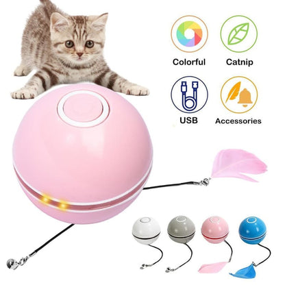 Automatic Self-Rotating Cat Ball Toy with USB Charging & LED Light-Interactive Cat Toy-1-Colydia