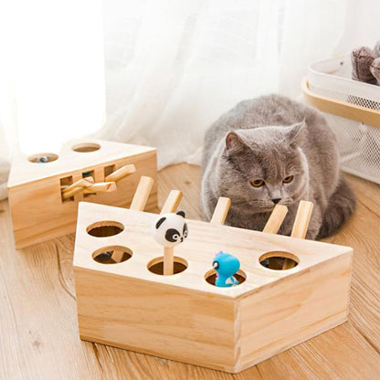 Interactive Wooden Cat Toy for Enhanced Mental Alertness and Fun-Interactive Cat Toy-5 holes-2-Colydia