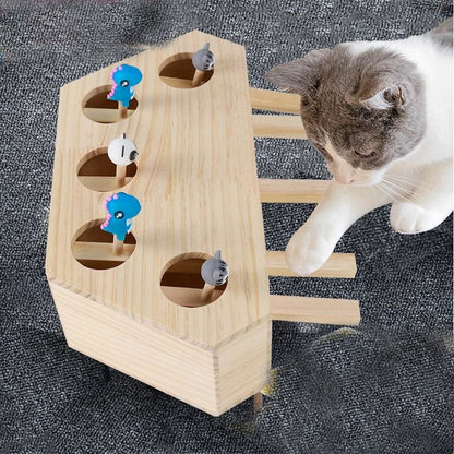 Interactive Wooden Cat Toy for Enhanced Mental Alertness and Fun-Interactive Cat Toy-5 holes-3-Colydia