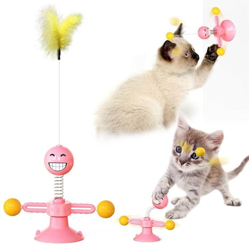 Interactive Cat Spring Toy with Rotating Balls for Endless Fun-Interactive Cat Toy-Pink-2-Colydia