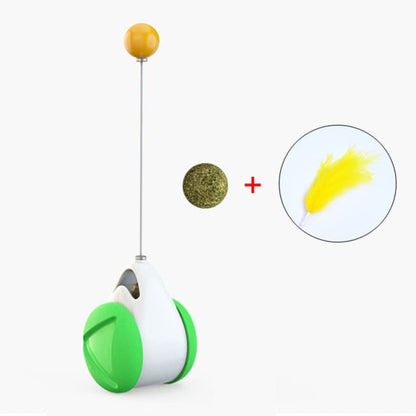 360° Rotating Cat Toy with Feather & Weight for Active Play-Interactive Cat Toy-Green-10-Colydia