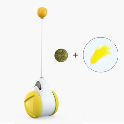 360° Rotating Cat Toy with Feather & Weight for Active Play-Interactive Cat Toy-Yellow-9-Colydia