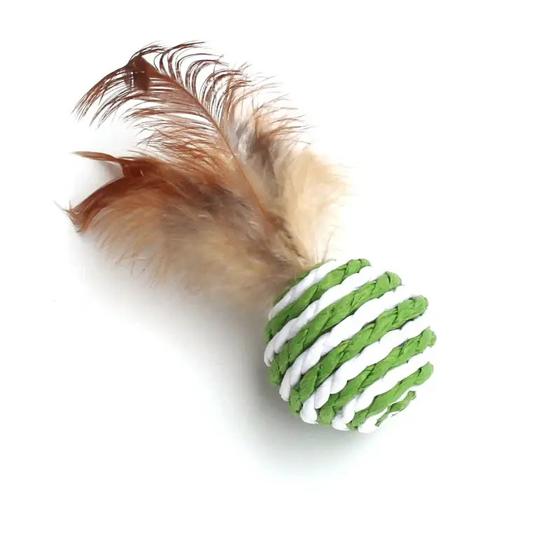 Eco-Friendly Feathered Sisal Cat Toy - Set of 4 Colorful Balls-Cat Toy-4 balls-7-Colydia