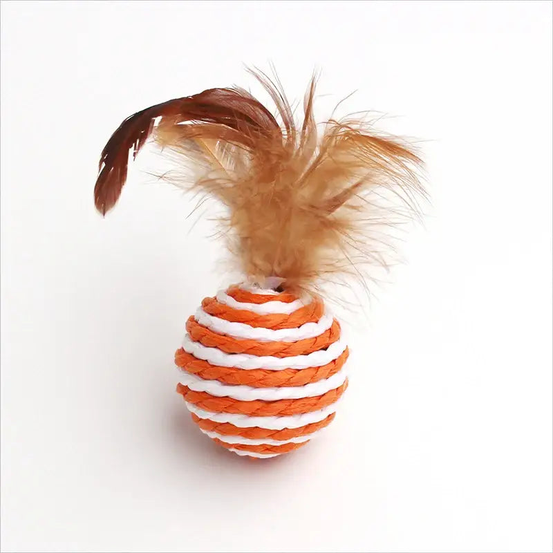 Eco-Friendly Feathered Sisal Cat Toy - Set of 4 Colorful Balls-Cat Toy-4 balls-6-Colydia