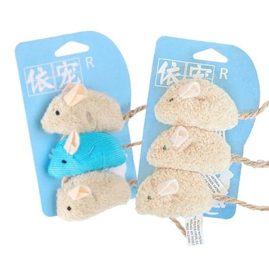 Interactive Plush Cat Mouse Toys - Mental Stimulation Set of 3-Cat Toy-1-Colydia