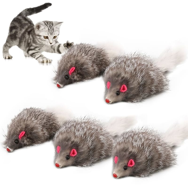 Realistic Rabbit Hair Cat Mice Toys - Set of 5 for Feline Fun-Cat Toys-5 pieces-3-Colydia