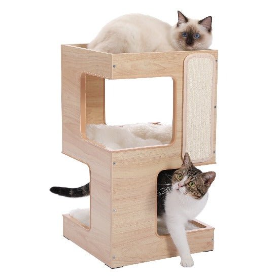 3-Level Cat Tower Side Table with Durable Scratcher & Fun Toy-Cat Tower Side Table-3-Colydia