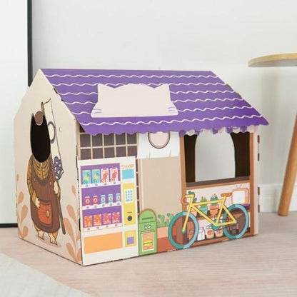 Kitty Cardboard House with Durable, Fun Interactive City Designs-Cat Playhouse-Grocery Store-7-Colydia