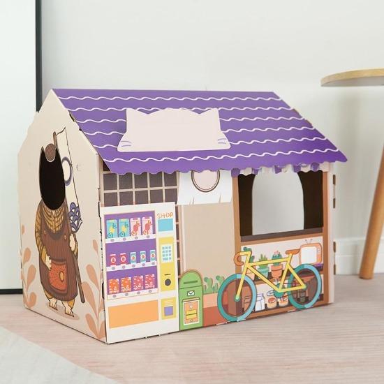 Kitty Cardboard House with Durable, Fun Interactive City Designs-Cat Playhouse-2-Colydia