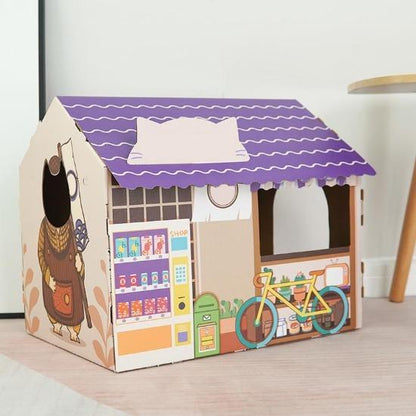 Kitty Cardboard House with Durable, Fun Interactive City Designs-Cat Playhouse-2-Colydia