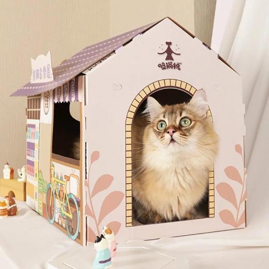 Kitty Cardboard House with Durable, Fun Interactive City Designs-Cat Playhouse-9-Colydia