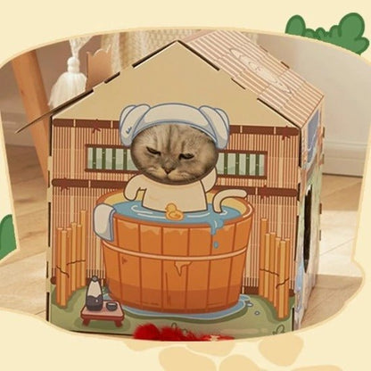 Kitty Cardboard House with Durable, Fun Interactive City Designs-Cat Playhouse-11-Colydia